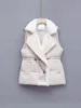 Women's Cotton Vest Waist-Cinching Suit Collar Jacket Outerwear Autumn Winter Polyester Fiber Zipper Closure Comfortable Casual