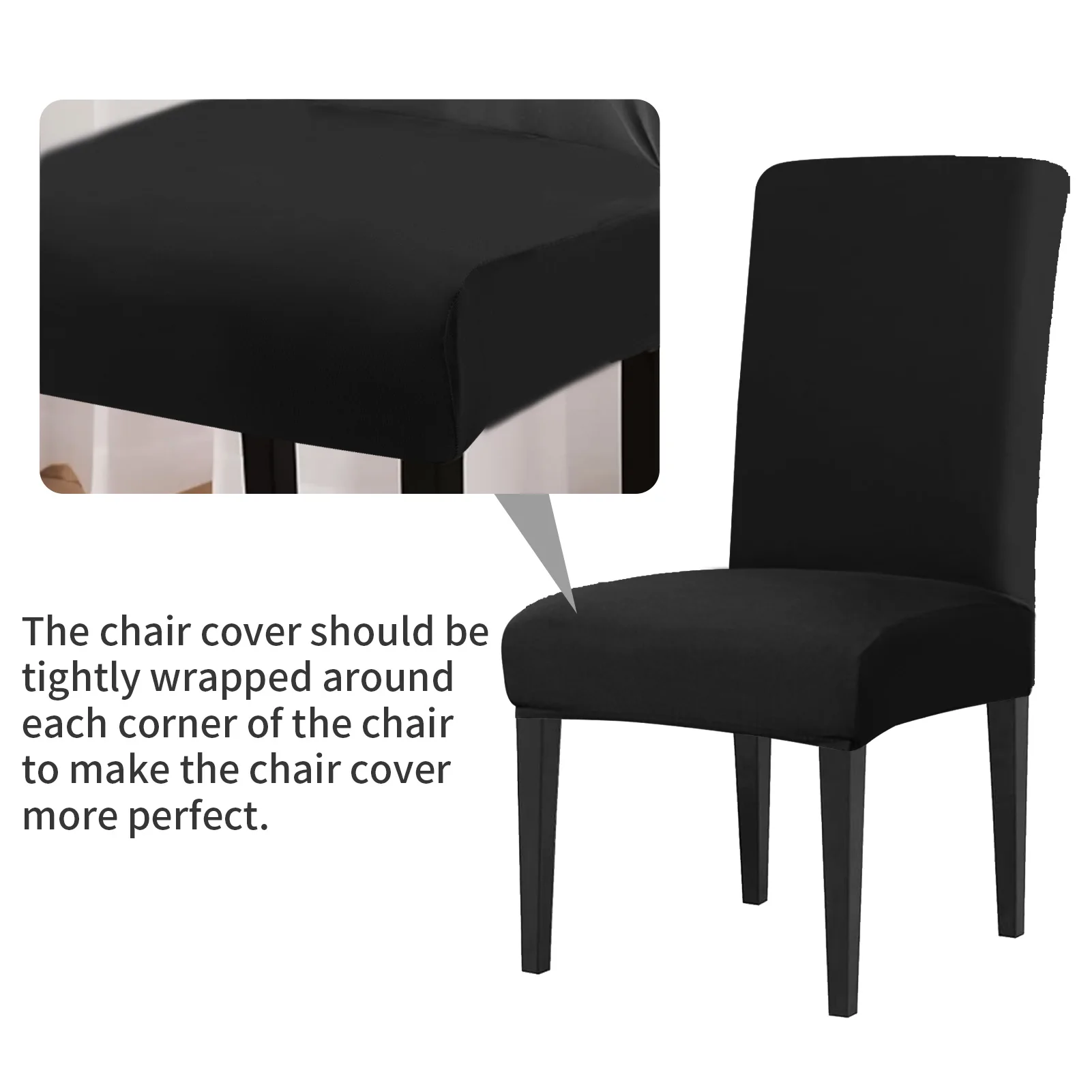Set of 4 Stretchable Dining Chair Slipcovers - Removable, Washable, Protective, Decorative Covers