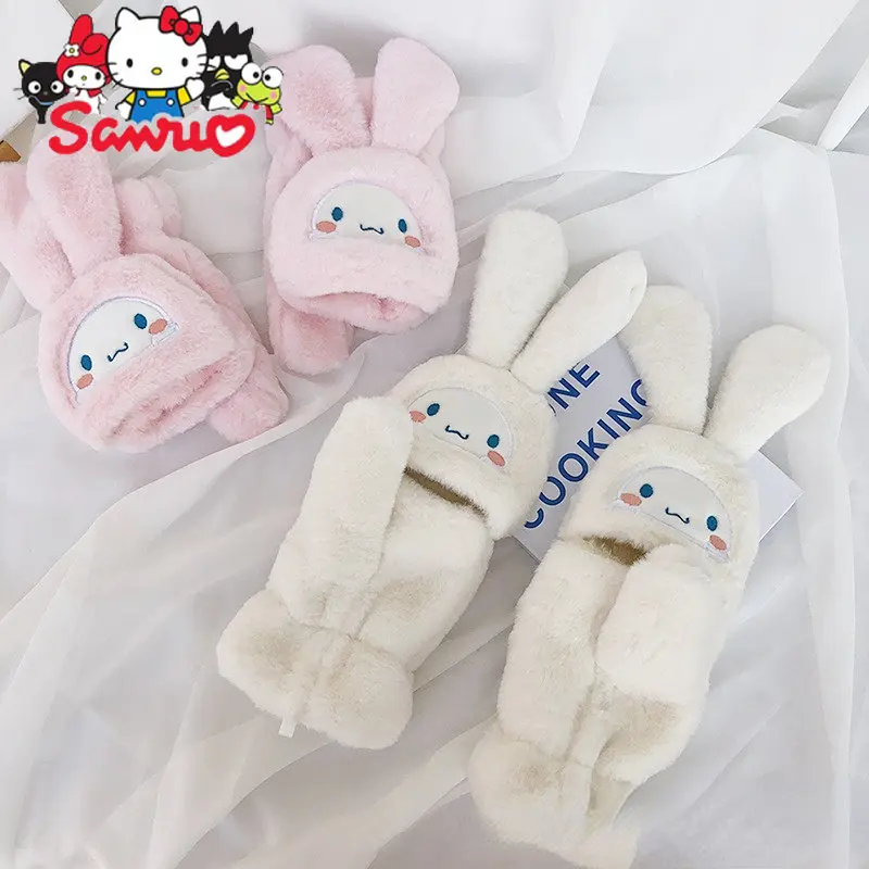 

Sanrio Cinnamoroll мультфильм Плюшевые Теплые Флип Перчатки женские зимние толстые пушистые против холода студенческие мягкие женские аниме вязан...