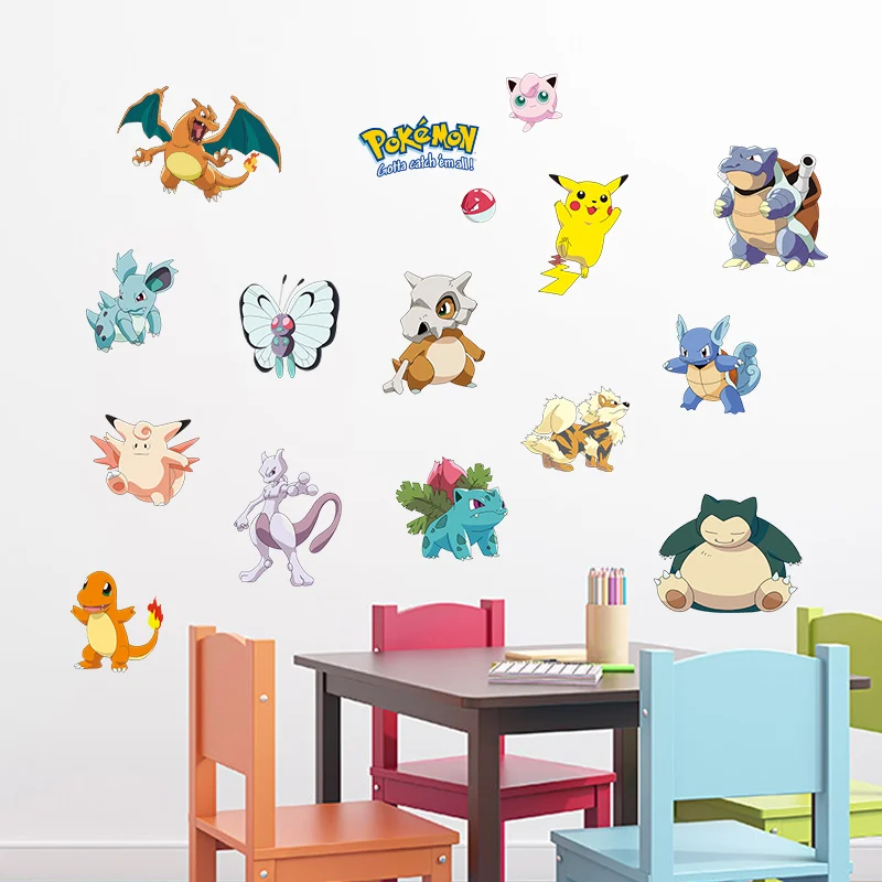 Cartoon Pikachu 3D Wall Sticker For Kids Room Living Room Bedroom Wall Decoration Kids Gifts Door PVC Sticker Movie Poster wall sticker,wall stickers