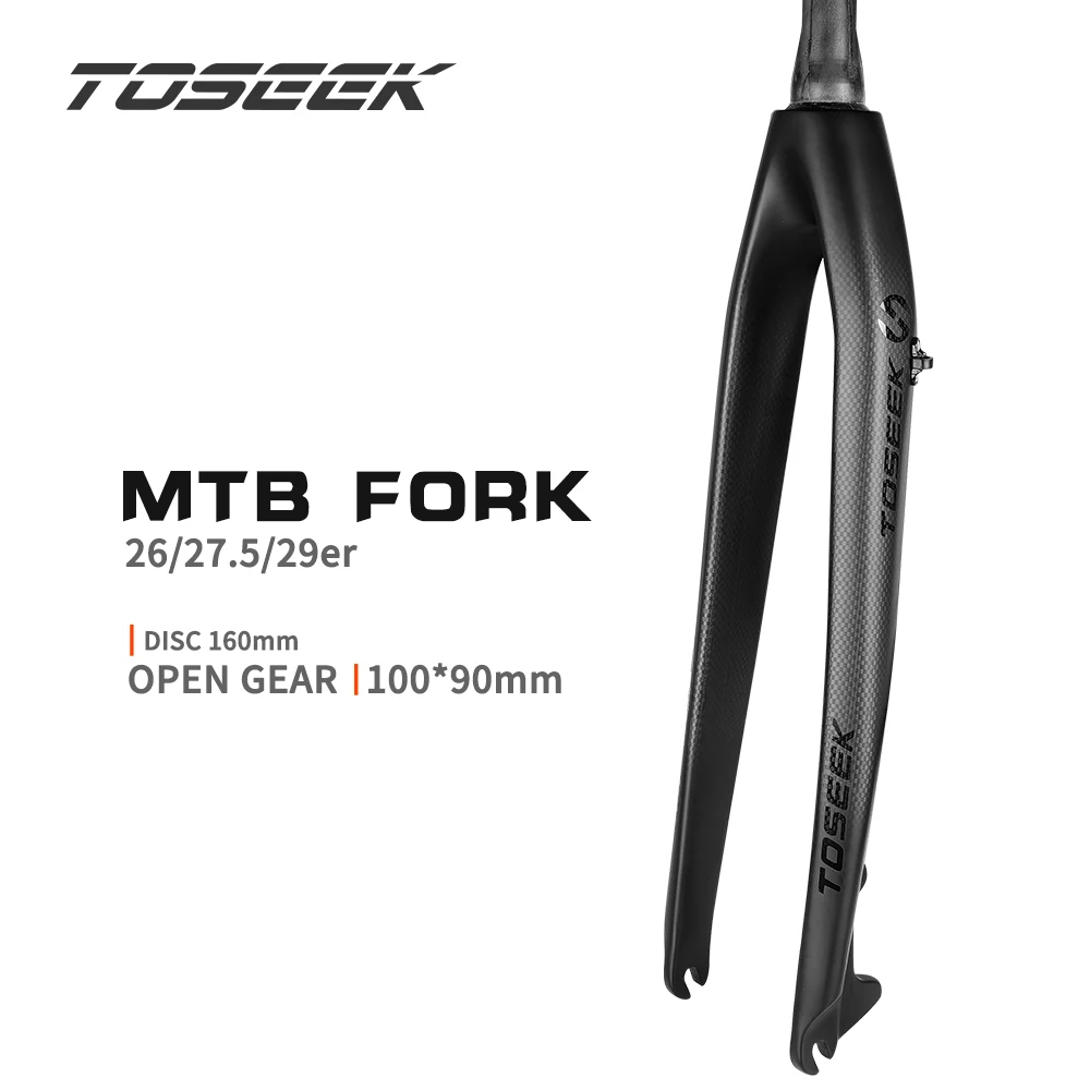 

TOSEEK Travel Bicycle Hard Fork Disc Brake Fork 26 /27.5/29 Inch Suspension Tapered Tube Carbon Fiber MTB Bike Fork Matt Black