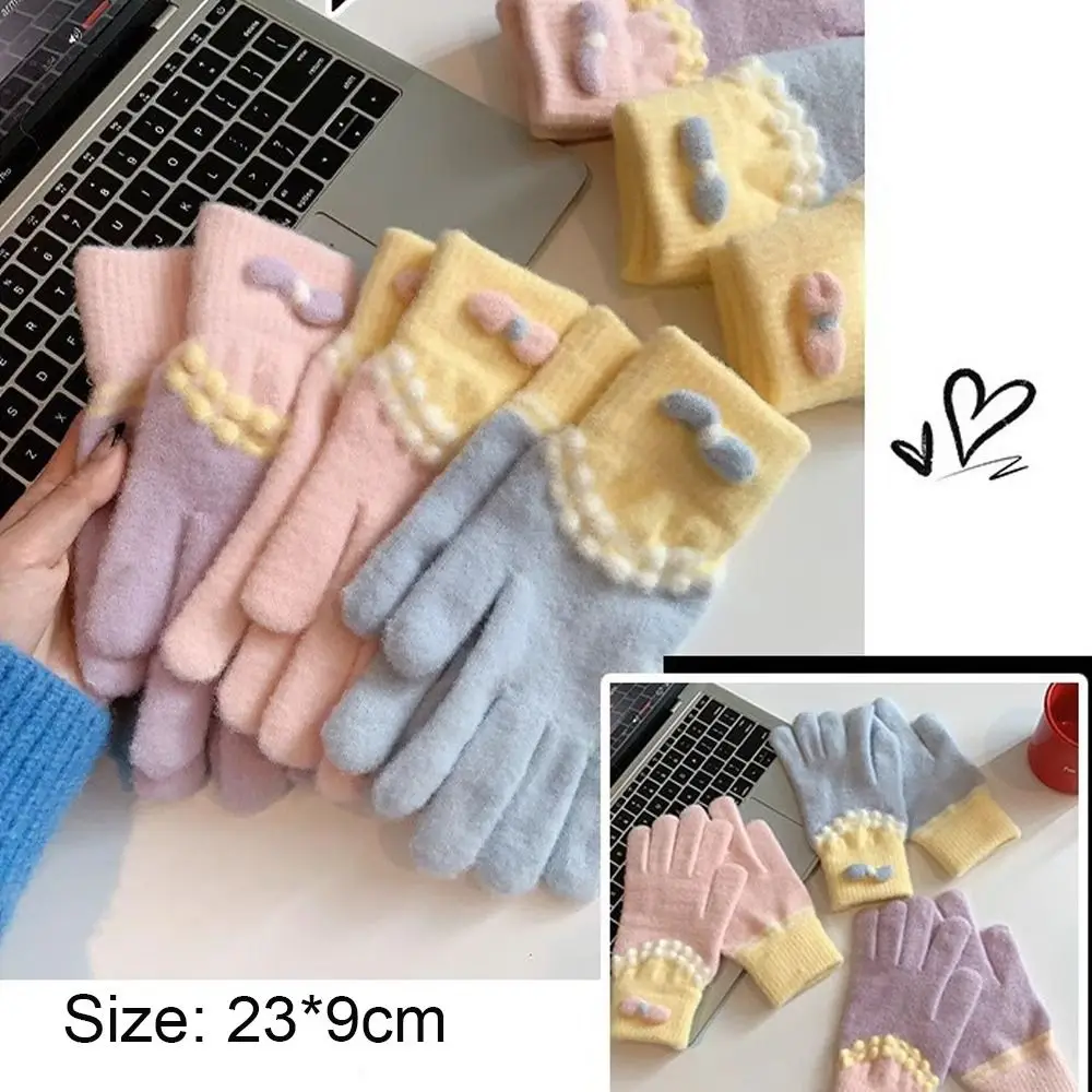 Fashion Soft Full Finger Gloves Windproof Cold Proof Colorful Winter Gloves Warm Driving Skiing Mittens