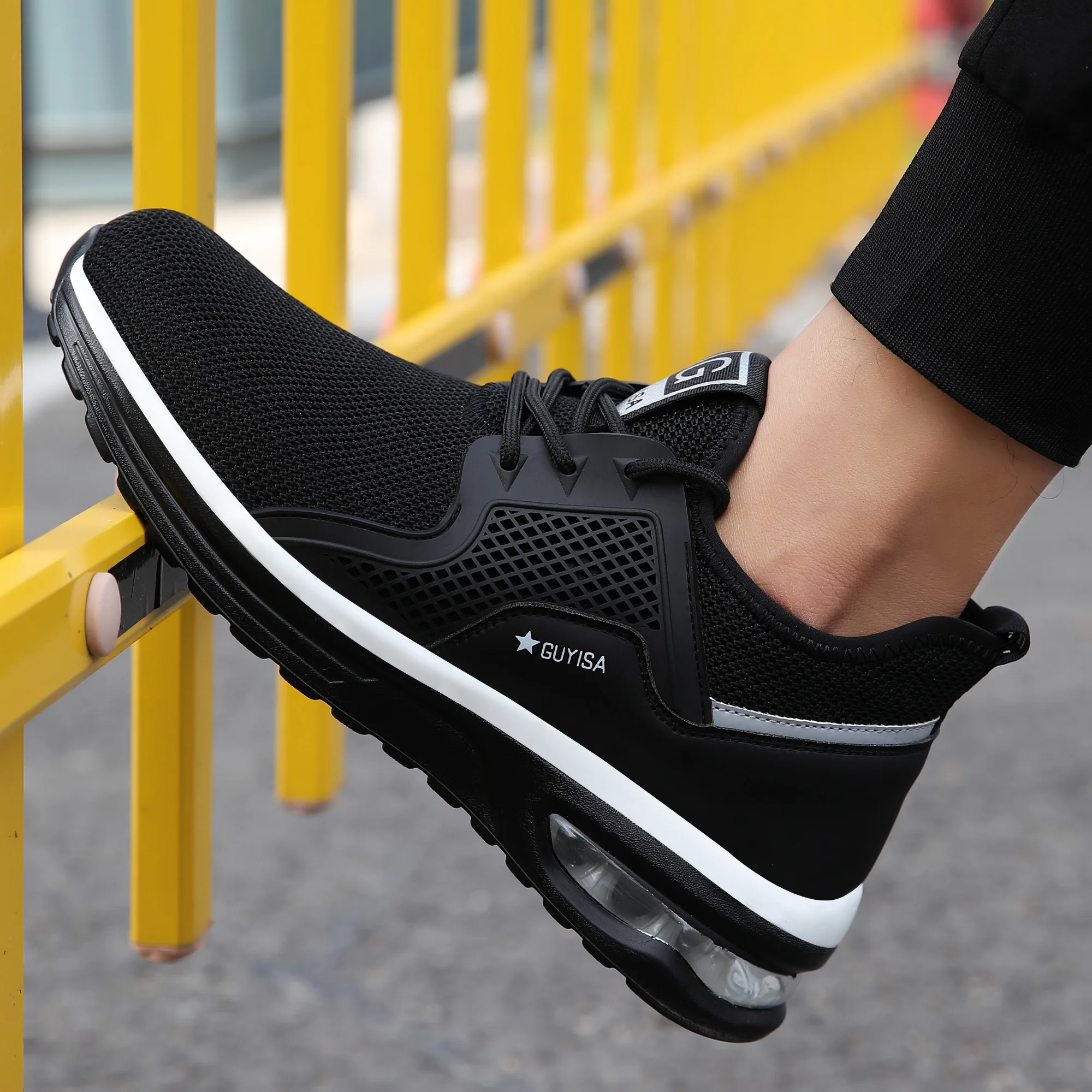 Men Work Safety Shoes Man Safeti Breathable Air Cushion Work Protective Sneakers Anti-Puncture Work Male Steel Toe Safety Boots