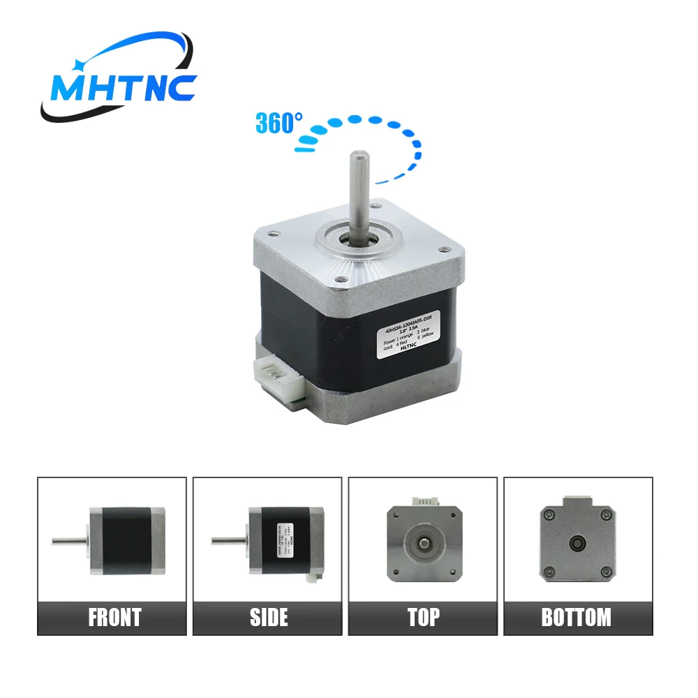 MHTNC Nema17 Stepper Motor 0.28Nm 42HS34 1.5A 34mm Length 5mm Shaft 4-lead 2 plase CNC 3D Printer XYZ Engraver