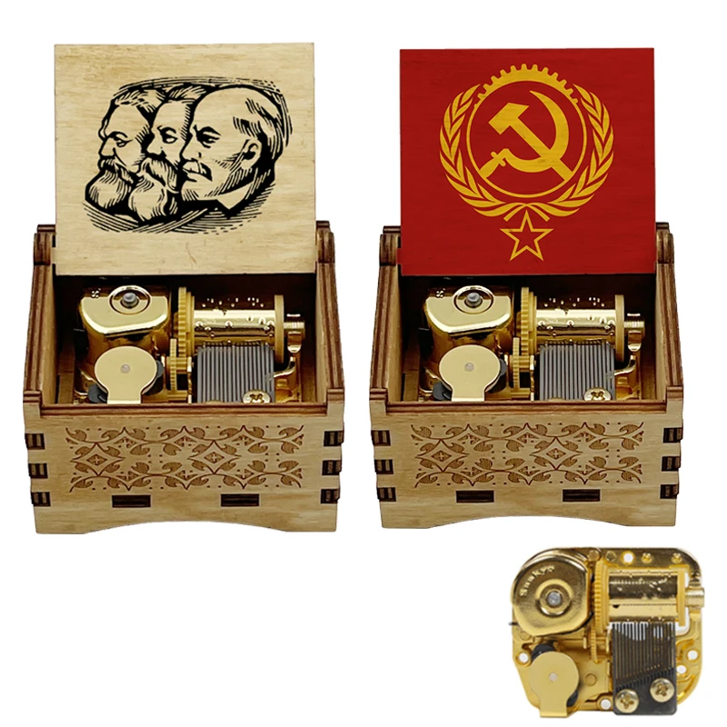 The Internationale Music Box Mechanism Golden Wind Up Delicate Students Kids Friends Grandfather Christmas New Year Gifts