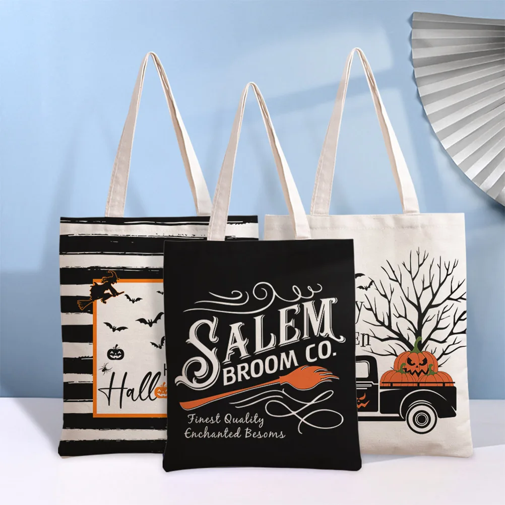 

Halloween Bags Shopping Bag Canvas Pumpkin Bat Shopper Bag Reusable Tote Bag Handbags Shoulder Bags Collapsible