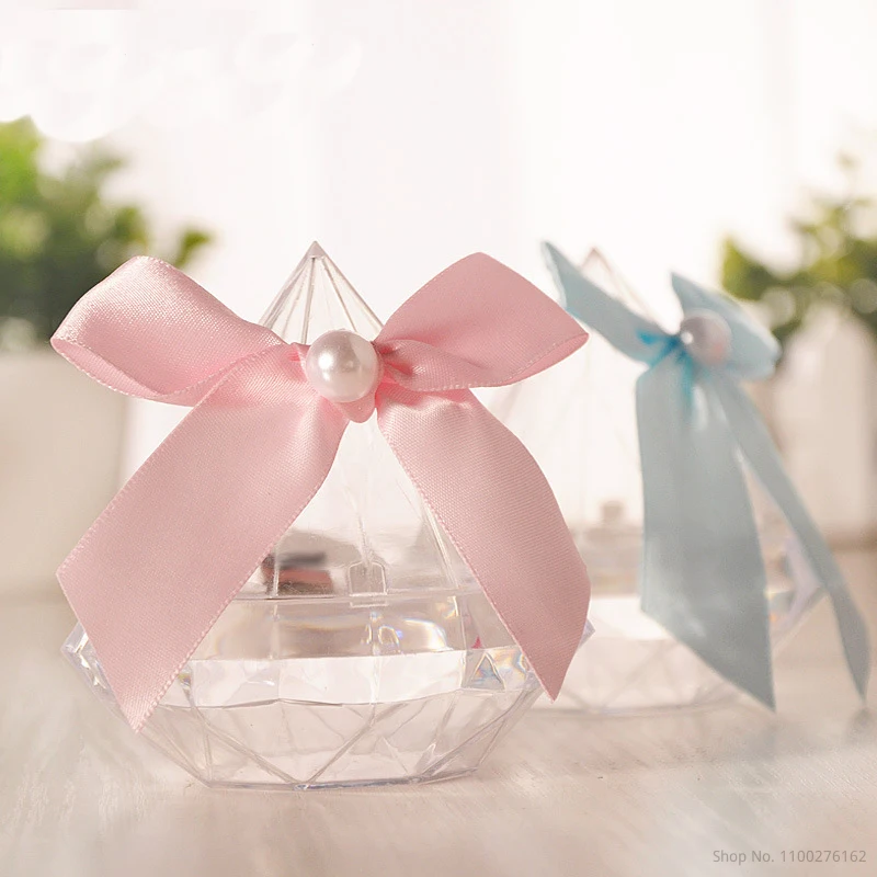 

Diamond shape Plastic Clear Candy Box Transparent Gift Boxes for Packaging Wedding Favors Baby Shower Party Supplies