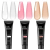 COSCELIA Poly Nail Gel Set 3 Colors 10ml Nail Extension Gel Quick Buildering Nails Gel Set White Pink Transparent Nude Glitter 2