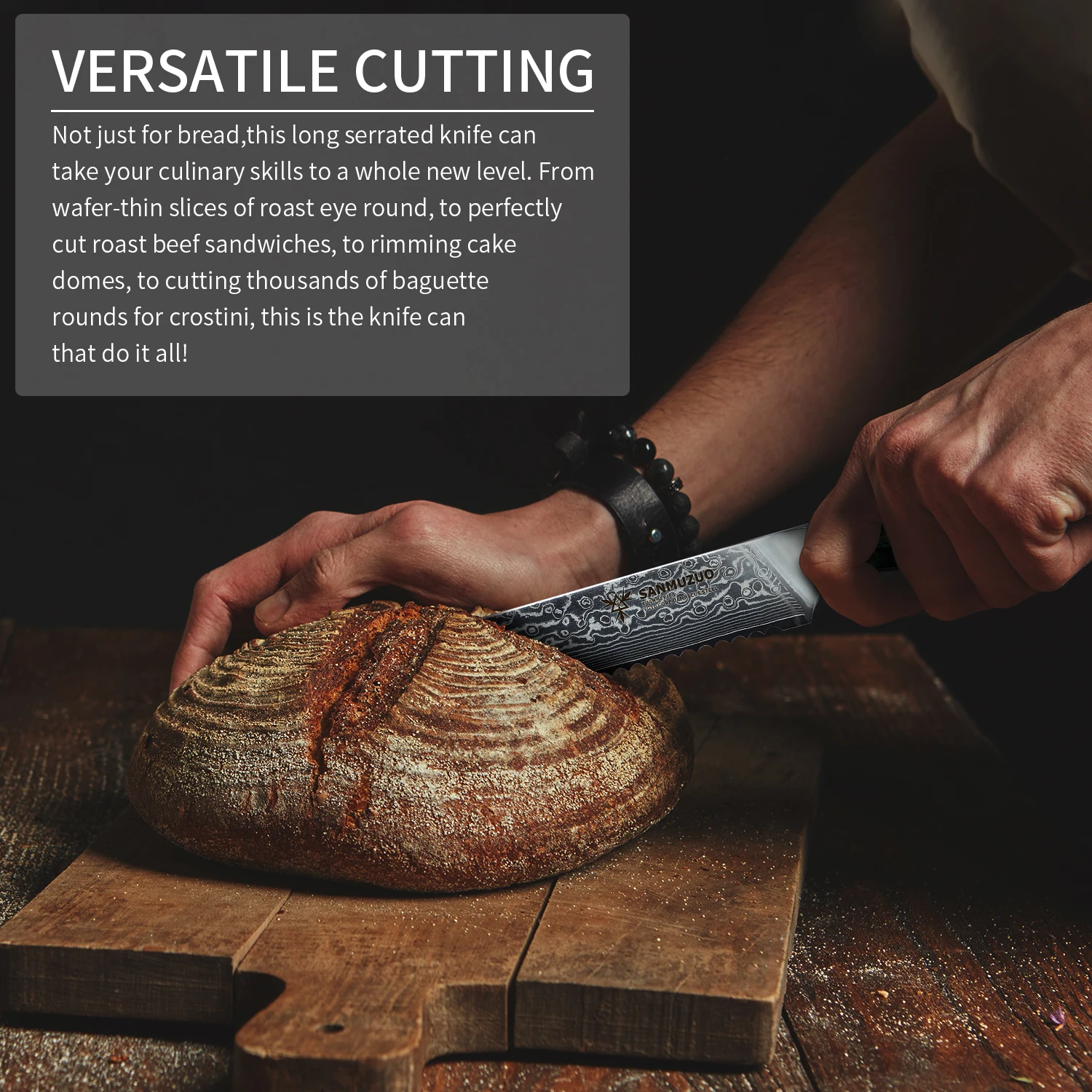 Damascus Steel Serrated Bread Knife 3