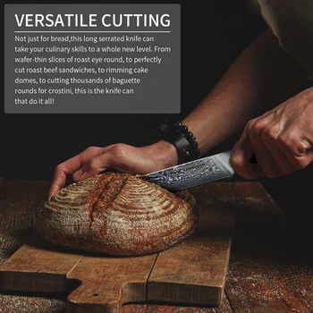 Damascus Steel Serrated Bread Knife 3