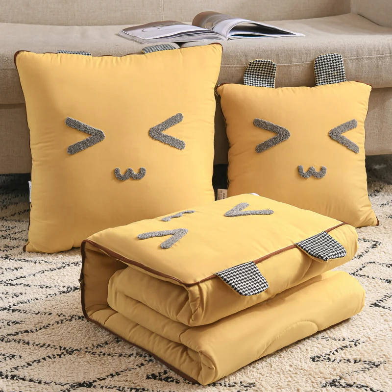 

2 in 1 Pillow Travel Blanket Cartoon Plush Thicken Filled PP Cotton Pillow Fold Air Conditioner Quilt Car Home Sofa Decoration