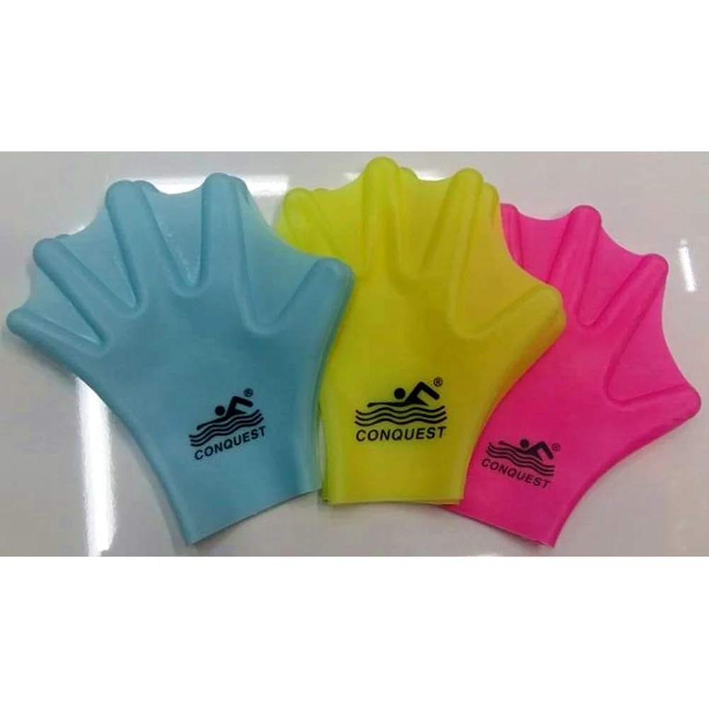 1 Pair Silicone Swimming Gloves Webbed Aquatic Fit Traning Gloves Paddle Diving Gloves Hand Web (Adult, Sky Blue)