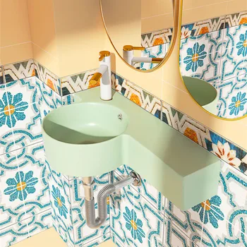 욕실 소형 아파트 세면대, 미니 심플 초박형 아트 테이블 세면대, 다채로운 세라믹 세면대, 벽걸이 싱크대