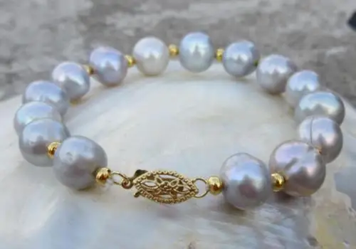 

7.5-8 INCH NATURAL 10-11MM SOUTH SEA GENUINE GRAY PEARL BRACELET