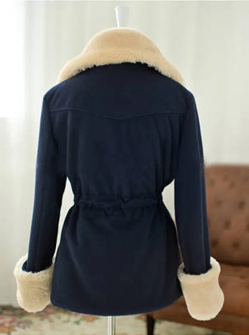 Women Solid Slim Thick Double Breasted College Windbreaker Autumn and Winter Warm Jackets for Female Cotton Coats oversized New