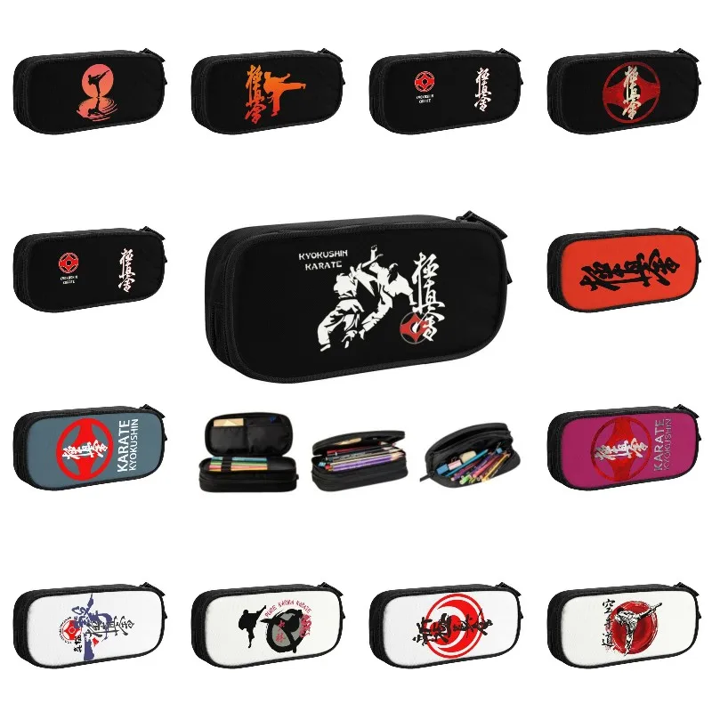 

Kyokushi Karate Kumite Scene Kawaii Pencil Cases Boys Gilrs Large Capacity Fighter Martial Arts Pencil Box School Supplies