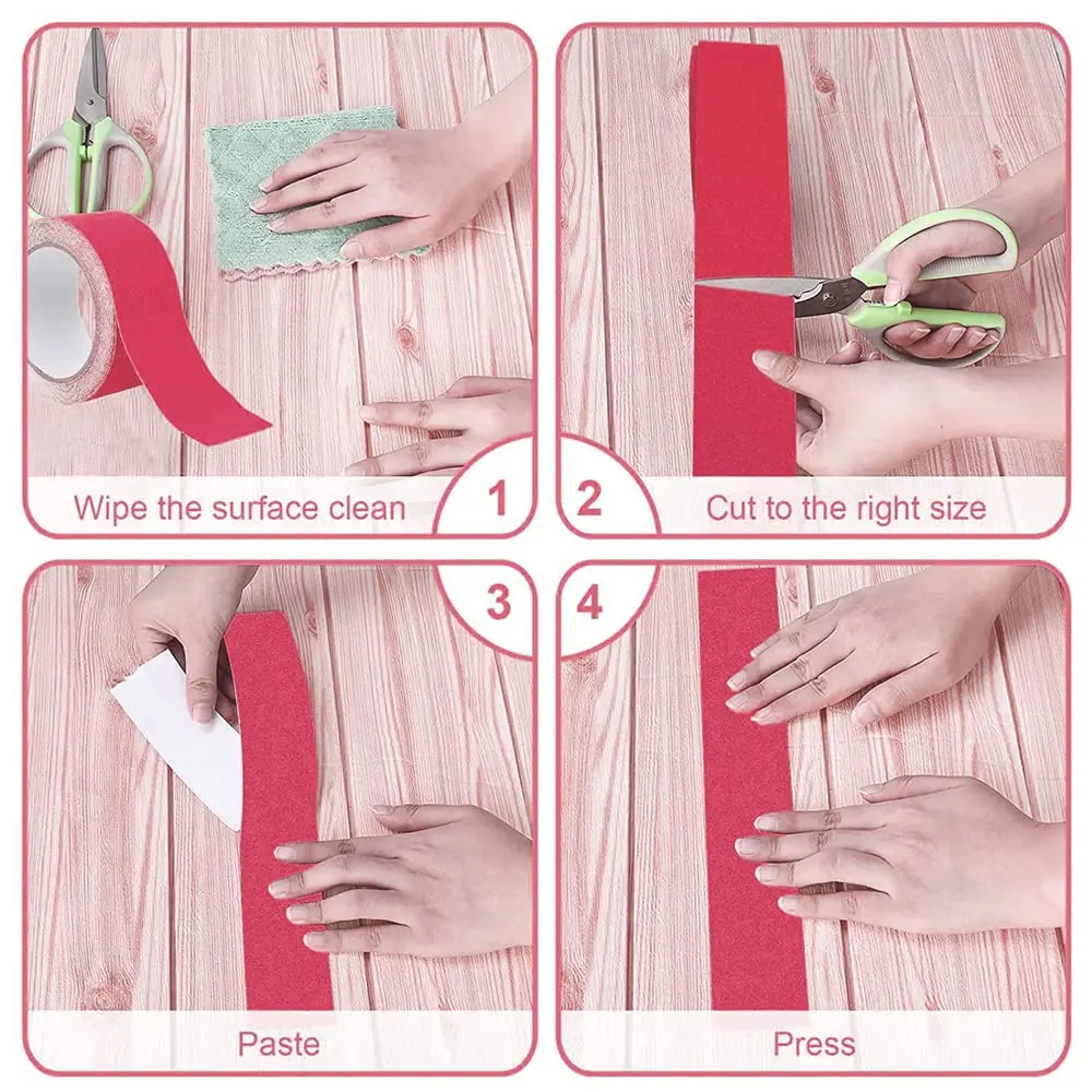 5cm*5m Red Anti Slip Tape Safety Non-Slip High Grip Adhesive Flooring Sticky Strip Steps Tread Waterproof Hazard Warning Sticker