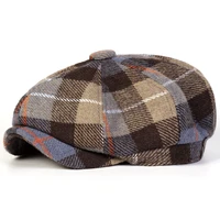 Unisex Retro Plaid Newsboy Caps Men British Painters Hats Spring and Autumn Berets Hip Hop Berets 2