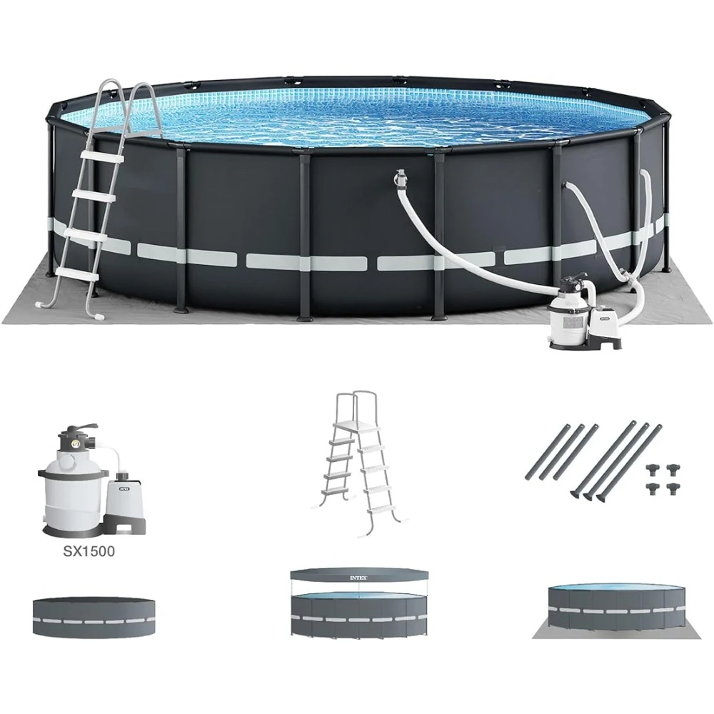 

Deluxe Above Ground Swimming Pool Set: 16ft X 48in – Includes 1500 GPH Cartridge Sand Filter Pump –SuperTough Puncture Resistant