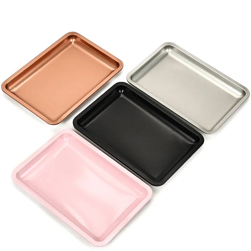 Stainless Steel Jewelry Tray Desktop Storage Tray Cosmetic Jewelry Metal Desktop Storage Tool Fack Nail Art Tray