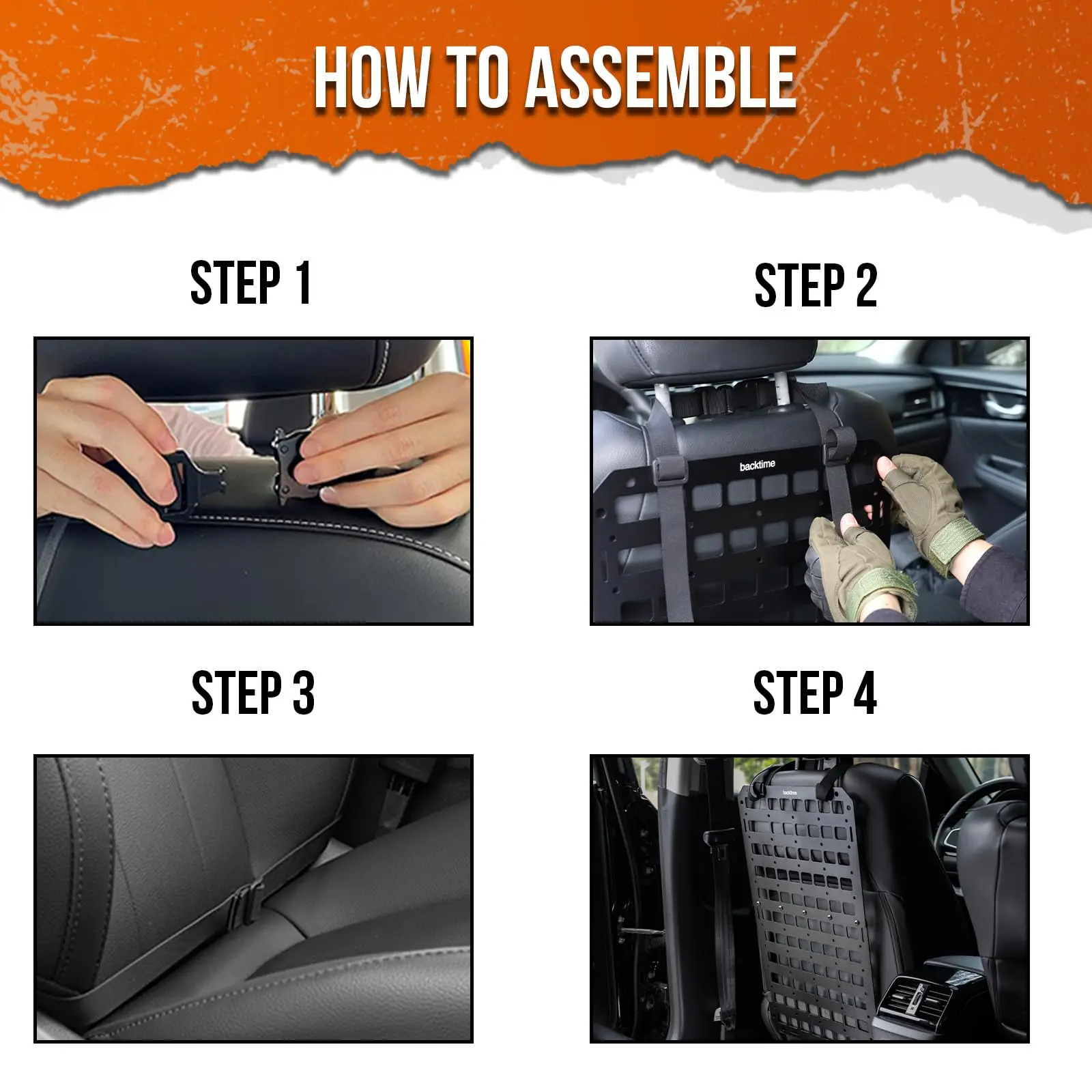 Confezione da 6 organizer tattico per sedile posteriore auto, con 5 tasche Molle rimovibili, toppa con bandiera americana e portachiavi, ottimo regalo per uomo (nero