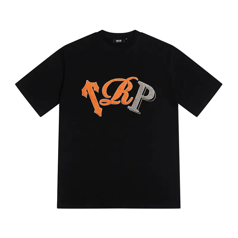 T.R.P 힙합 레터 자수 반팔 티셔츠, 루즈한 캐주얼 반바지, 스포츠 세트, 남녀공용, 2024 신상
