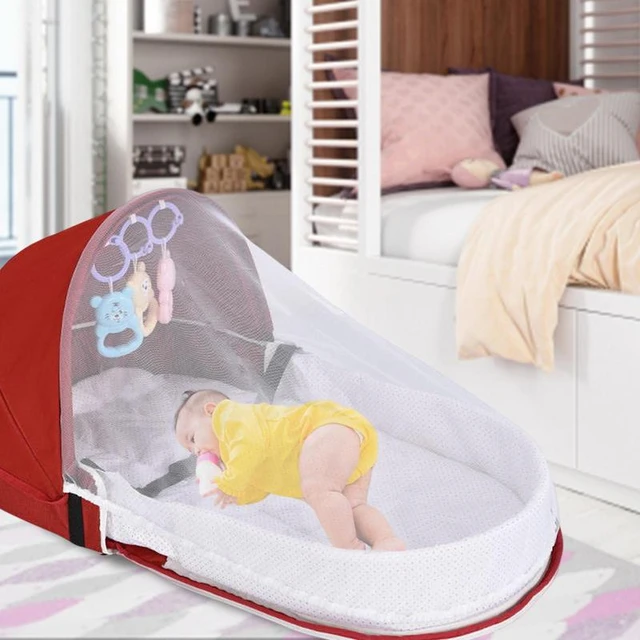 Lit Bébé Portable Berceau Pliable de Voyage avec Moustiquaire et