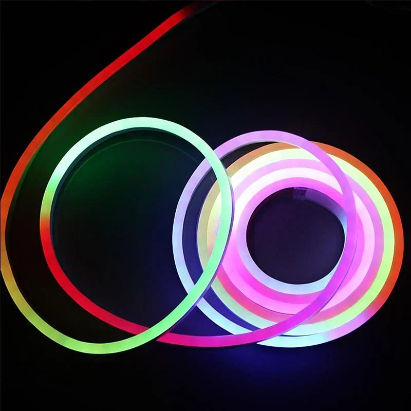 TUYA Neon LED Strip Lights 12-24V 84LEDs/M WIFI Neon Rope Light with Music Sync RGBIC Dreamcolor Chasing Strip Tape for Room
