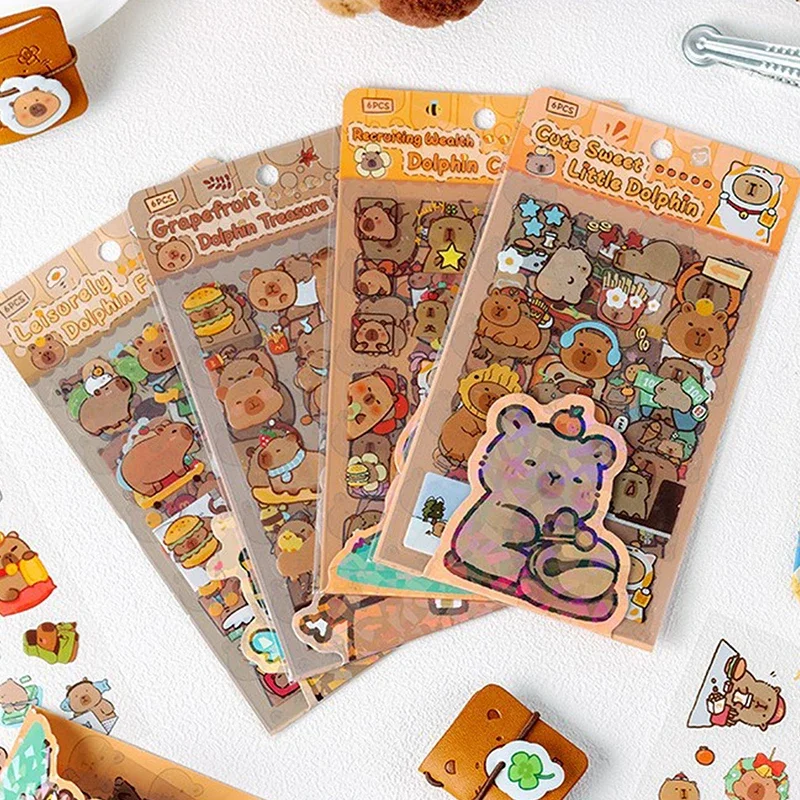 Cute Cartoon Capybara Transparent Waterproof Stickers Pack - School Supplies & Diary Decoration