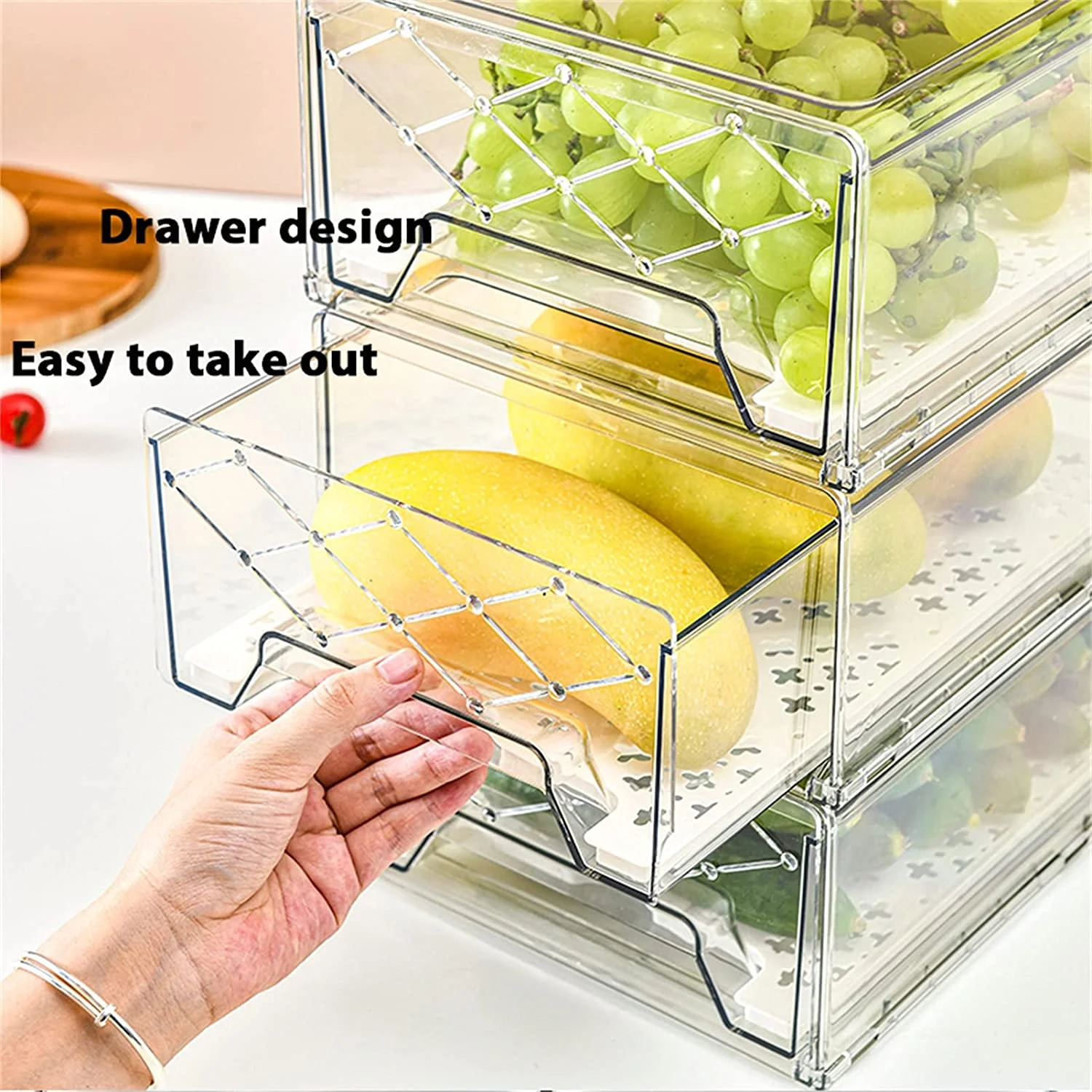 Saver Containers for Refrigerator Removable Drain Tray for Veggie, , Fruits  Stackable Freezer Fridge - AliExpress