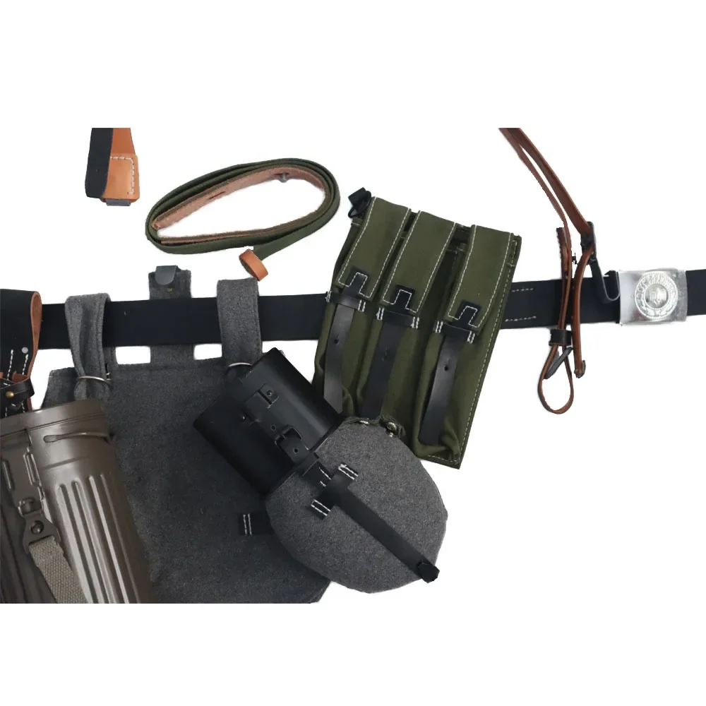 WW2 German Belt P38 P40 Equipment Leather Combination Bag German Soldier Bread Tactical Equipment 4