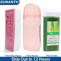 Roll On Waxing Kit For Hair Removal All Skin Types Heater Waxing Hot Cartridge Honey Hair Removal Wax Roller Set Unisex 1