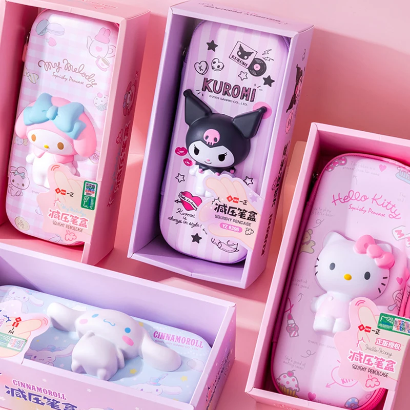Sanrio PU Pencil Case HelloKitty Cinnamoroll Melody School Pencils Bag Pouch Pen Case Supplies Stationery pencil cases stationery box pen storage bag