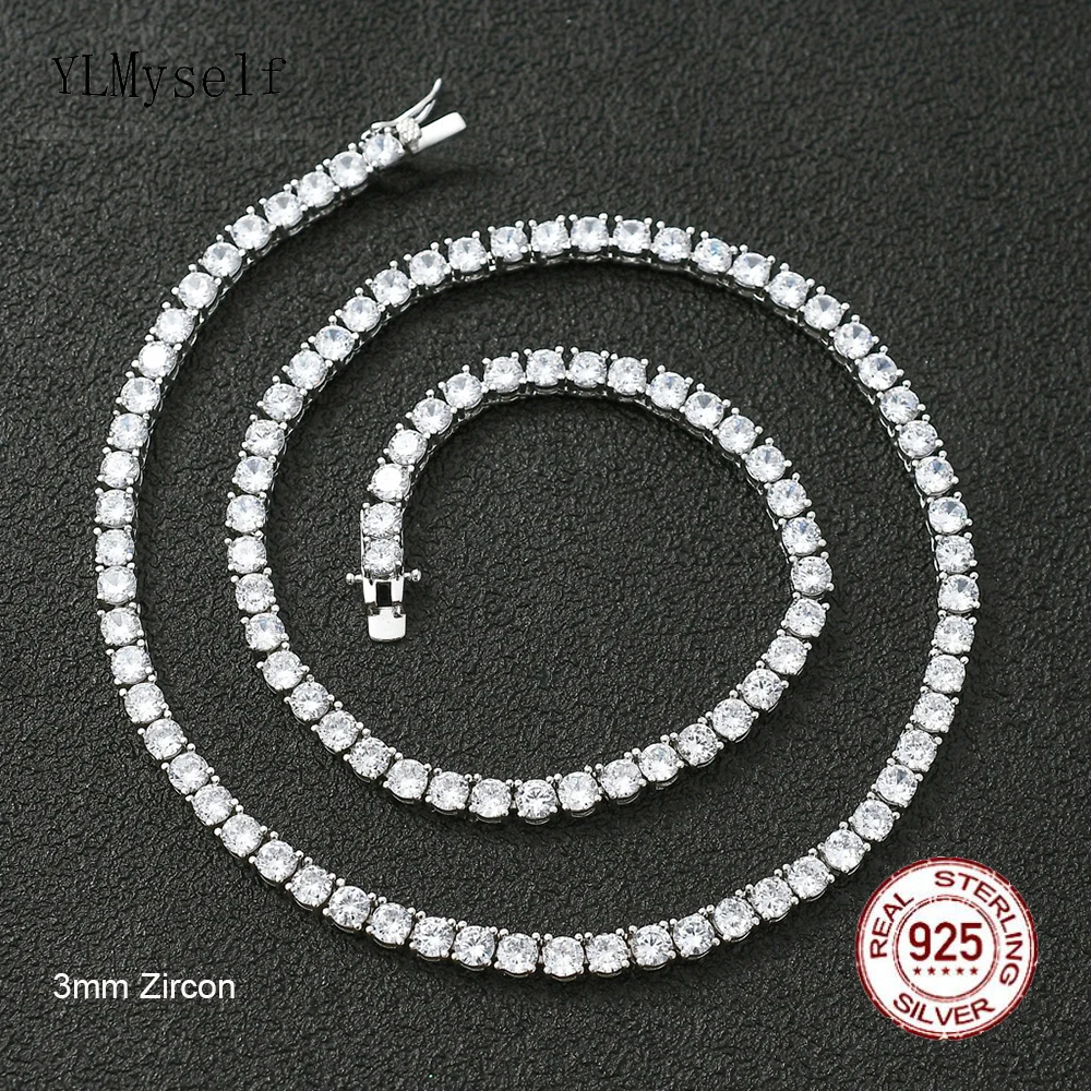 Tennis armband 925 sterling zilver met 3 mm witte zirkonia voor heren en dames (18