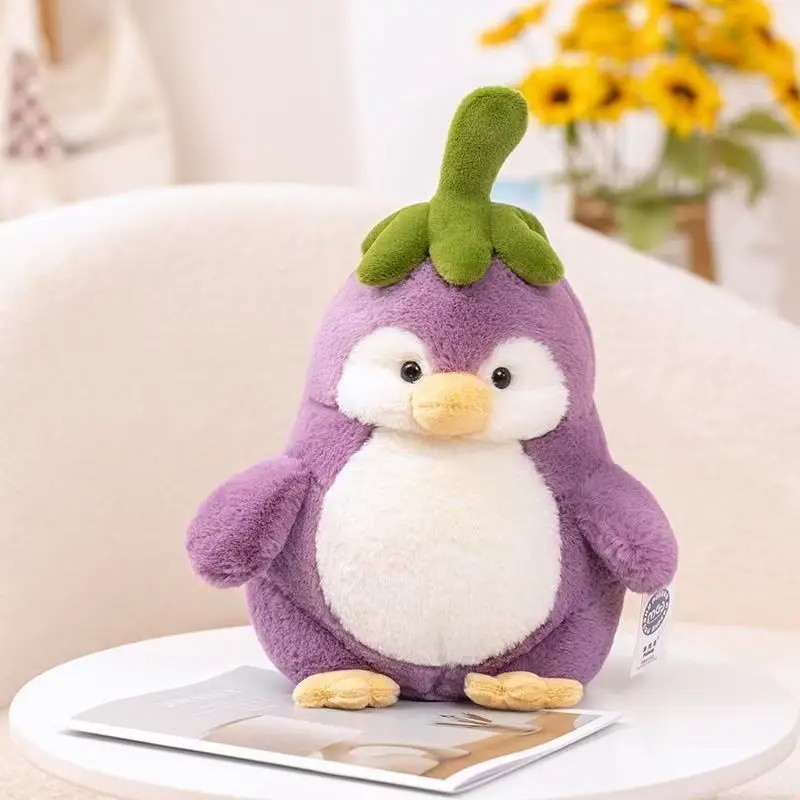 New Cute Cartoon Creative Purple Eggplant Penguin Plush Toys Kawaii Anime Soft Pillow Funny Dolls Ornaments Birthday Gifts