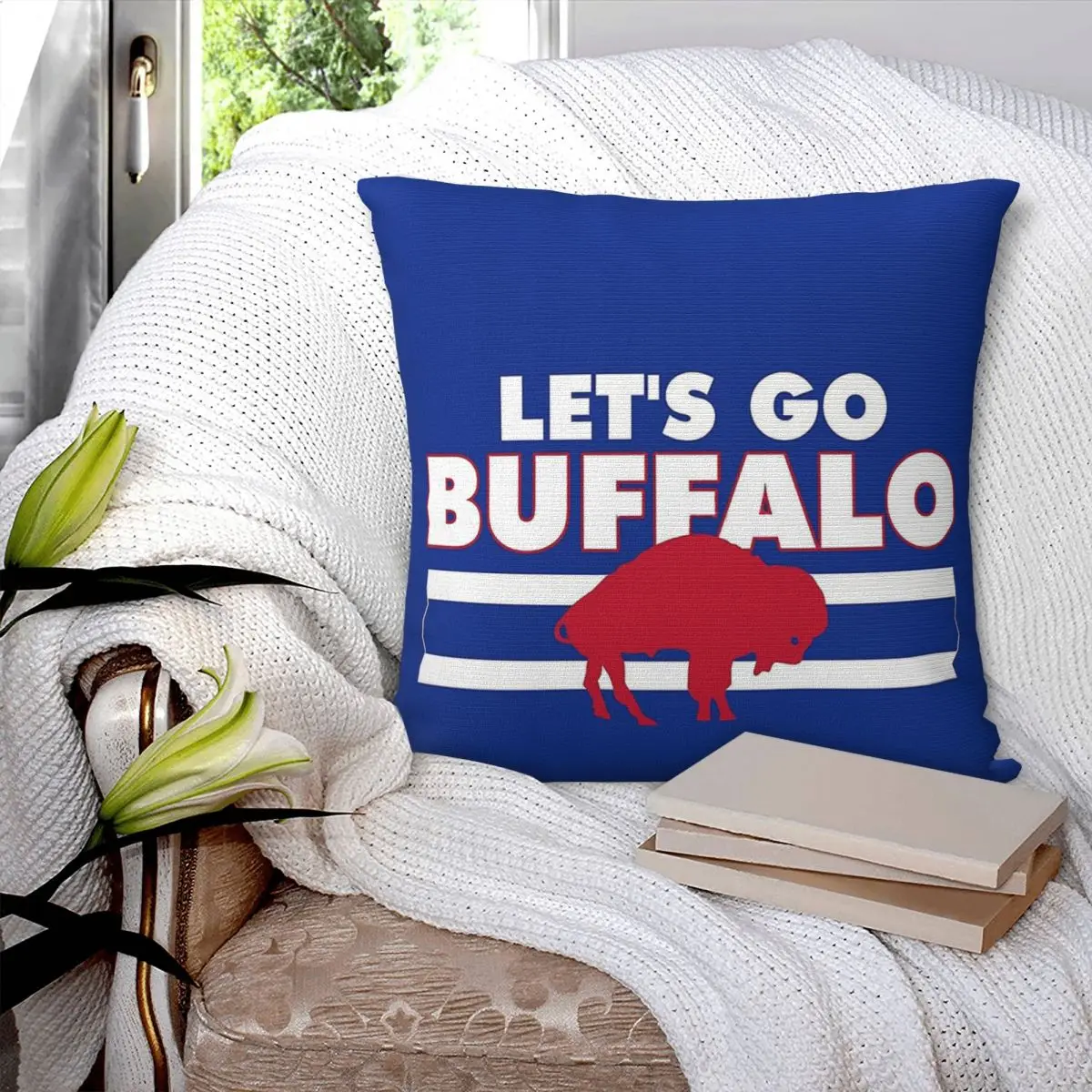 

Квадратная наволочка Let's Go Buffalo, наволочка из полиэстера, декоративная комфортная наволочка для дома и автомобиля