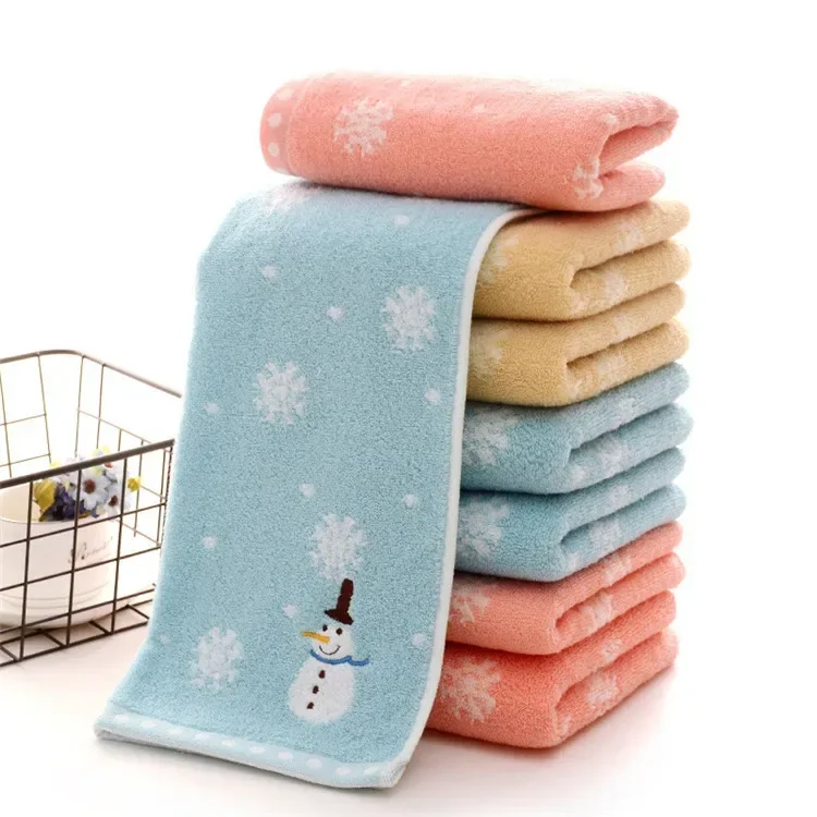 Description Picture 2 of itemChristmas Hand Face Towel for Kids Cotton Snowman Washing Cloth Home Towels Bathroom New Year Xmas Gift