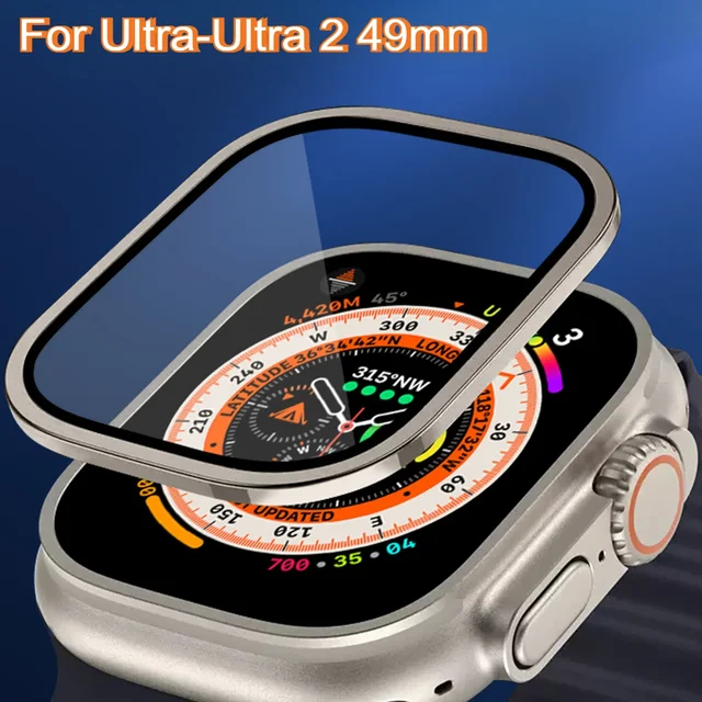 Coque en alliage et verre guatémaltèque pour Apple Watch Ultra 2 49mm, protecteur d'écran anti-rayures pour iWatch Ultra 49mm, film de couverture 1
