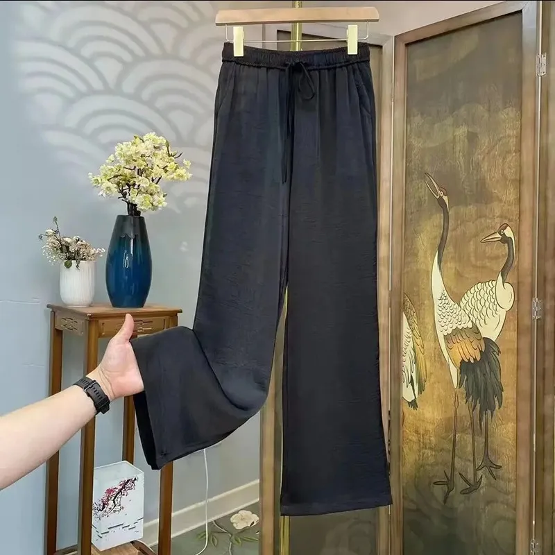 

Female Clothing Straight Wide Leg Trousers Spring Summer All-match High Waist Casual Baggy Pants Ladies Vintage Pants For Women
