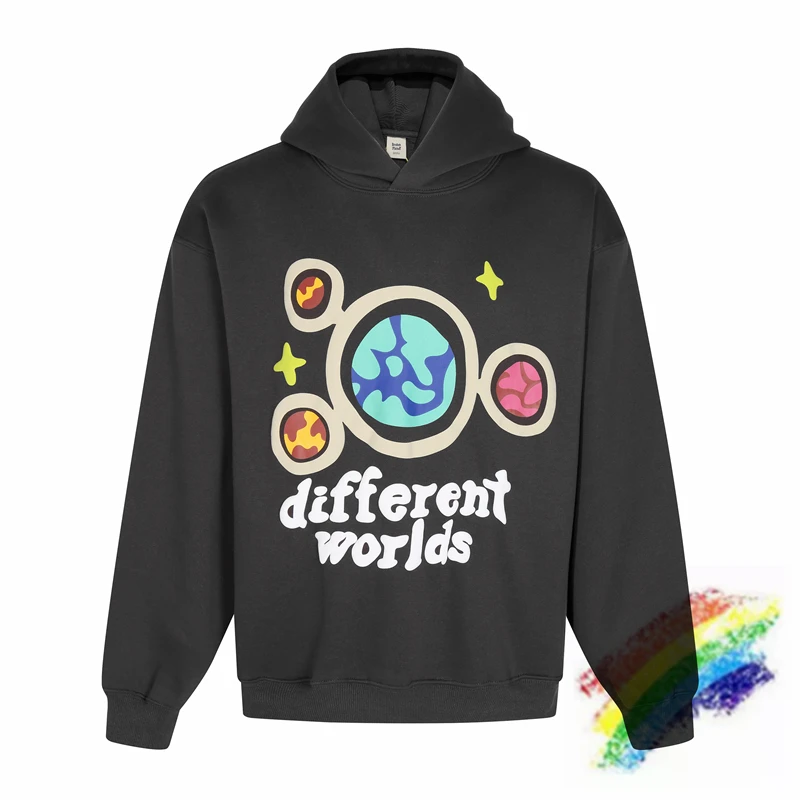 

Different Worlds BROKEN PLANET Hoodie Men Women High Quality Puff Print Pullovers Hooded