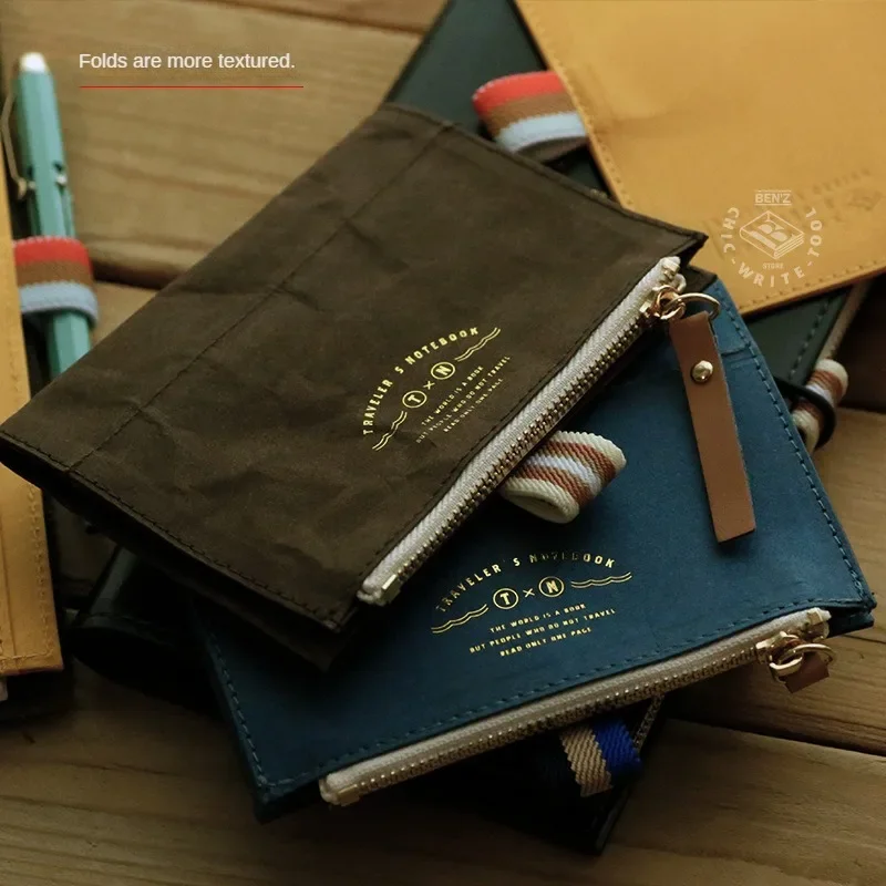 Special Paper Travel Notebook Washable Cowhide Bill Bag Storage Bag Pen Case Stationery Storage Supplies 3