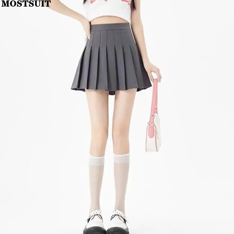 

Pleated Mini Skirts For Women 2024 New Fashion High Waisted Solid Sexy Club Casual A-line Folds Skirts Ropa Mujer Femme 2024