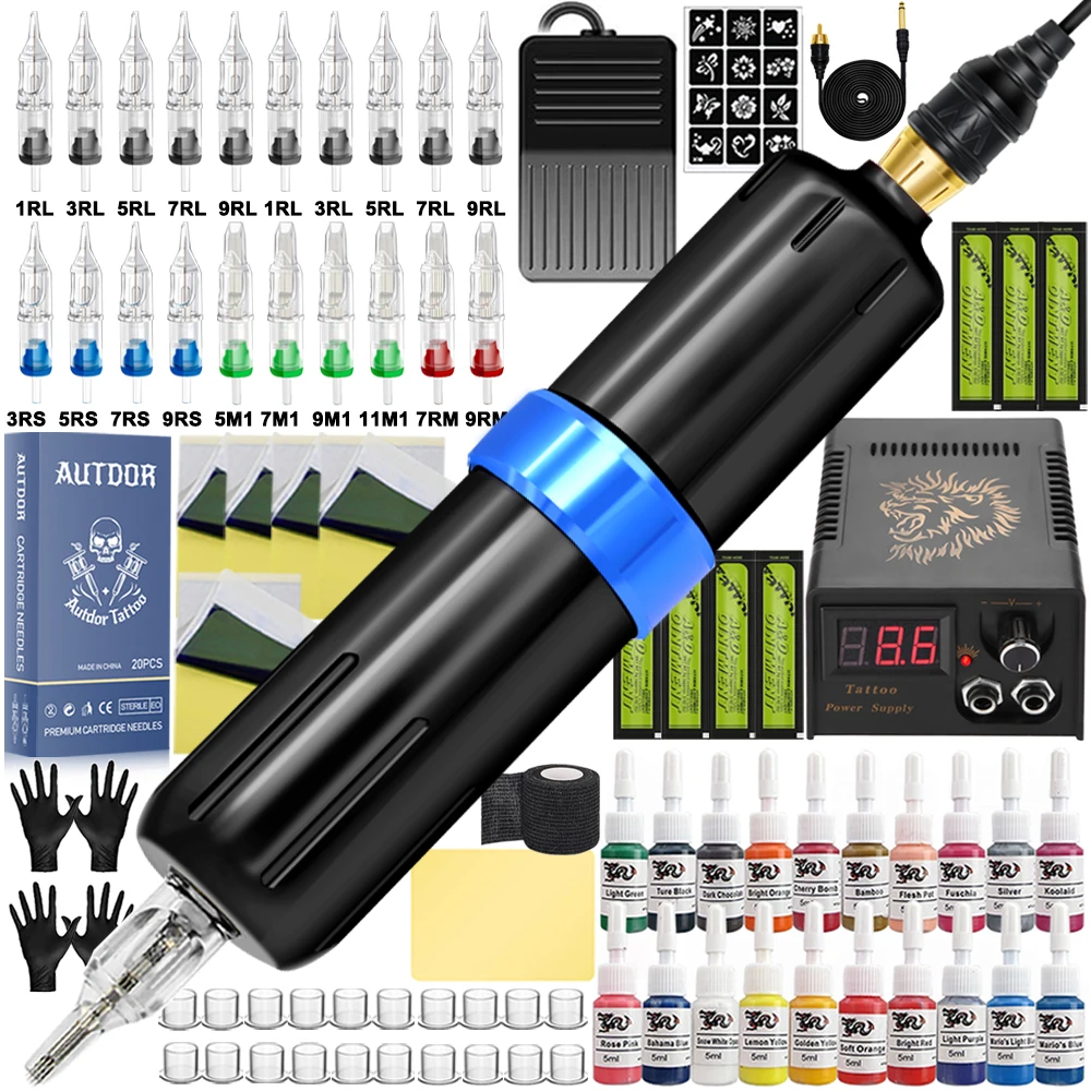 Complete Tattoo Machine Kit Set Rotary Cartridge Tattoo Machine Pen Set with Power Supply Pedal Needles Inks Tattoo Accessories quality assurance printhead wf4720 wf4730 wf4740 print head i3200 a1 for epson inkjet printer parts with water based dye uv inks