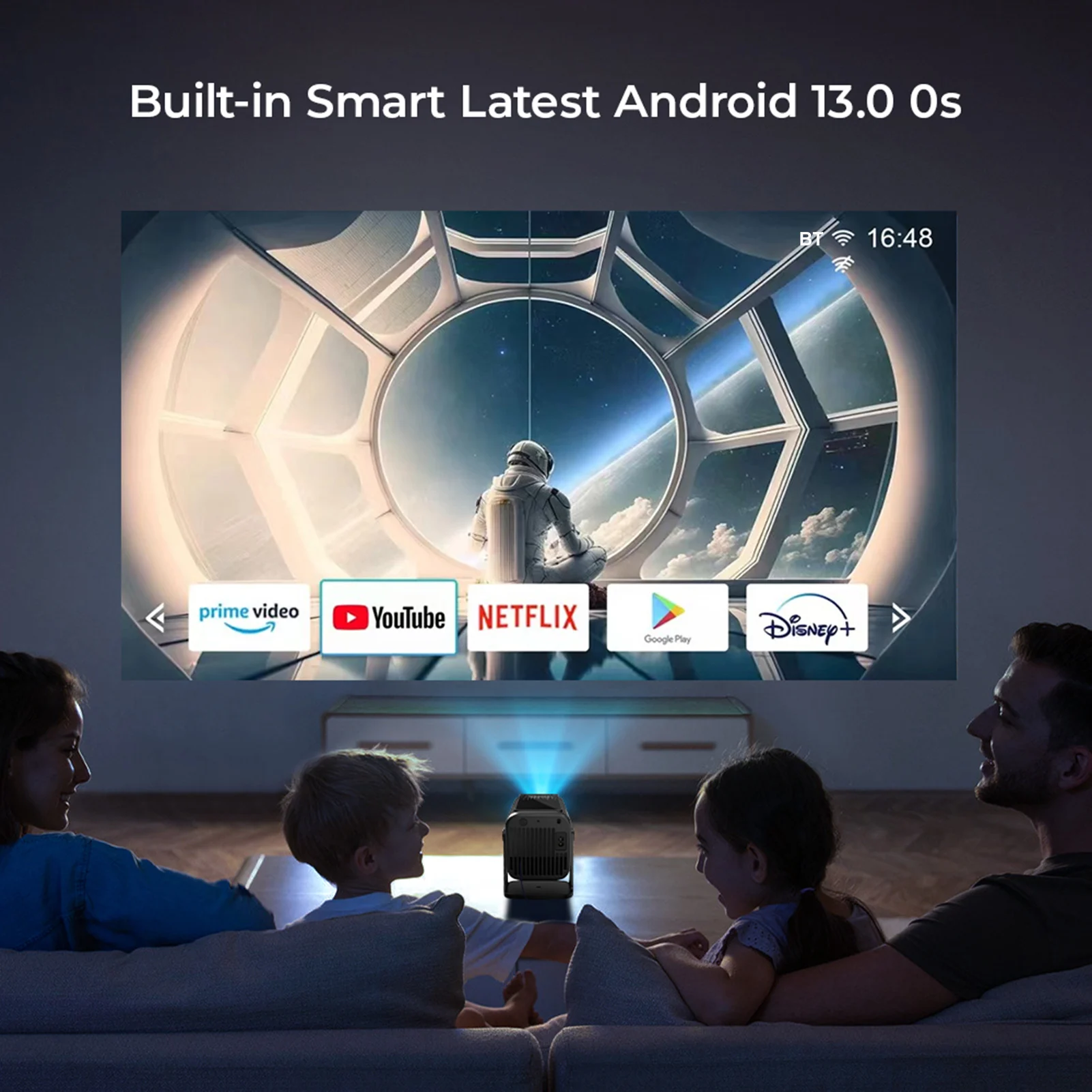 Brilliant 4K Smart Projector With WiFi6 Auto Focus For Immersive Home Theater