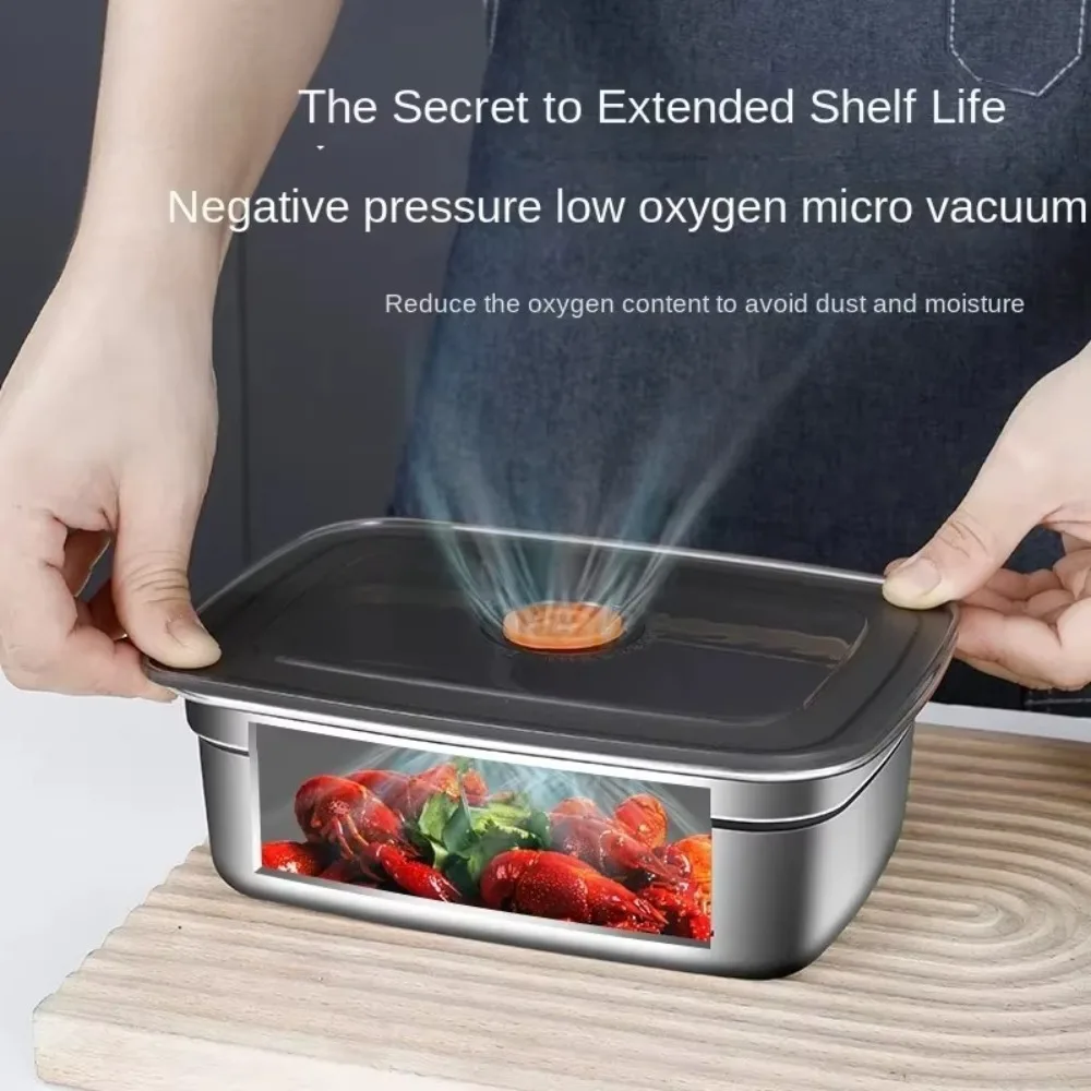 1PC Stainless Steel Camping Lunch Box Sealed Bento Box Microwave Suitable Refrigerator Freezer Storage Box Large Capacity