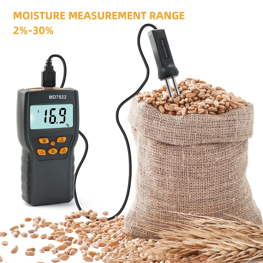 

2 PCS Digital Grain Moisture Meter MD7822 LCD Display Humidity Tester Contains Wheat Corn Rice Moisture Test Meter