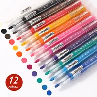 12pcs Acrylic Paint Marker Set with 12 colored inks suitable for rock painting, glass, wood, black paper, scrapbook crafts, Chri 1