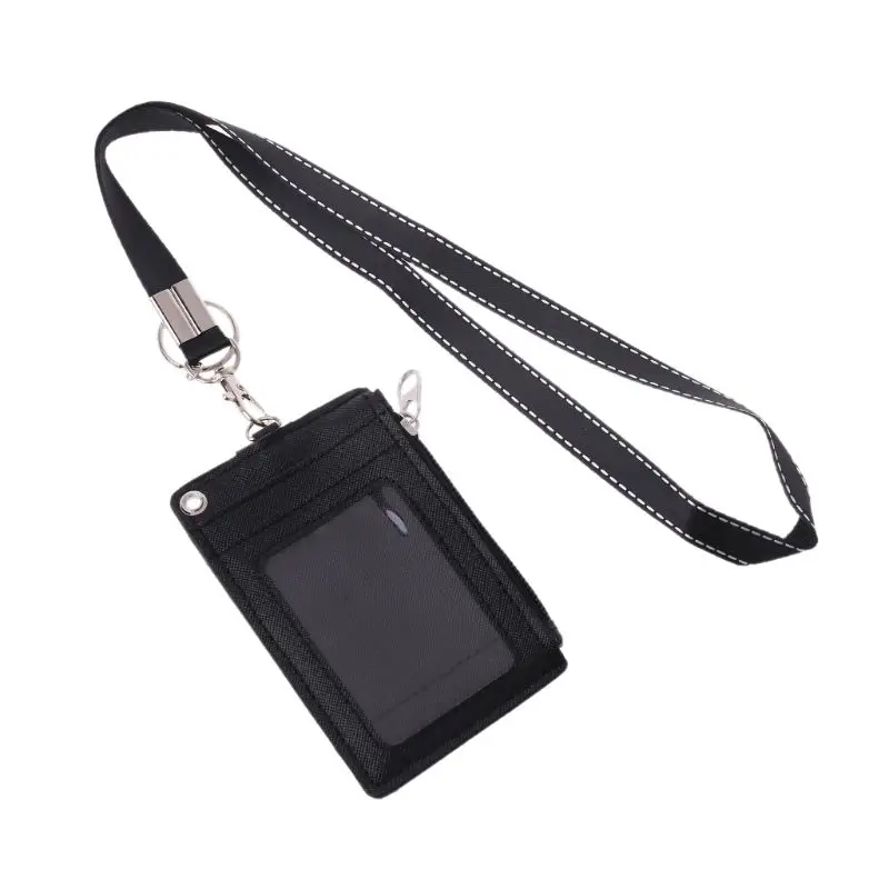 

Business Credit Card Badge Coin Purse Holder with Zipper Neck Strap Lanyard Keychain Multifunctional