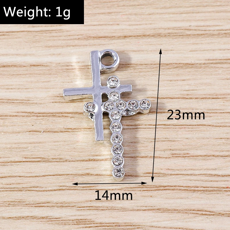 Tusember 10 Stück 18 x 31 mm gold-silberfarbene CZ-Kristall-Kreuz-Anhänger für Schmuckherstellung, Ohrringe, Halskette, DIY-Zubehör – Detail 21