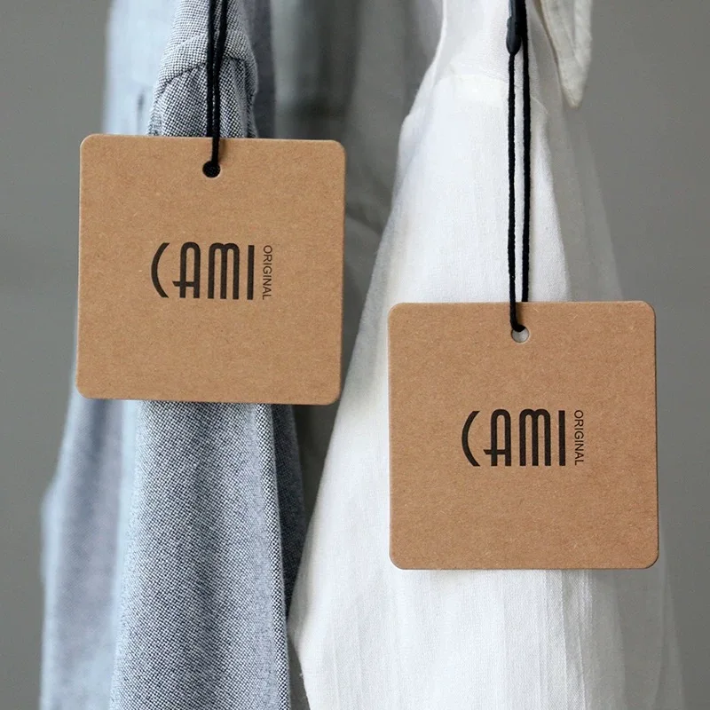 100Pcs Kraft Clothing Label Business Brand Print Paper Hang Tag For Handmade Item Price Packaging Handicraft Supplie